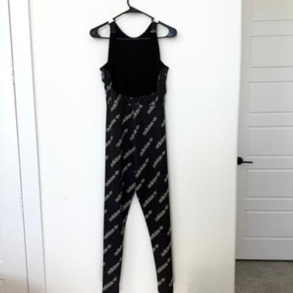 Adidas Trefoil Jumpsuit Logo Print Black White S Sporty Streetwear Y2K - Picture 4 of 7